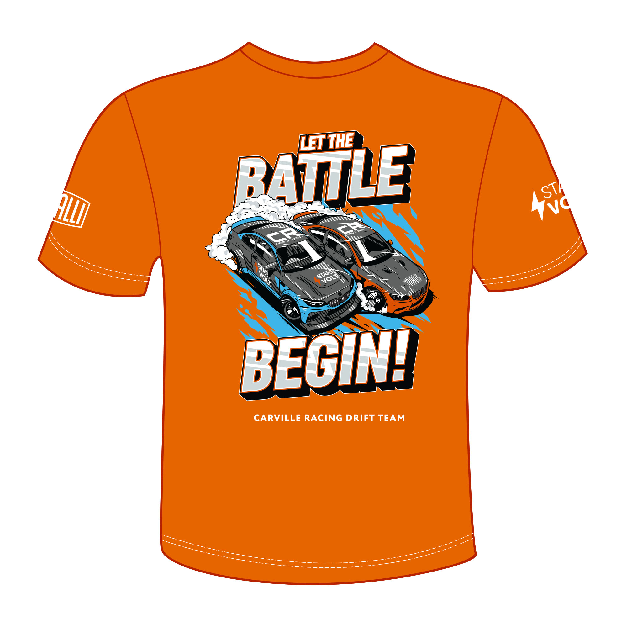 Футболка оранжевая "Let the battle begin" CR2022 Carville Racing CR22tshL 