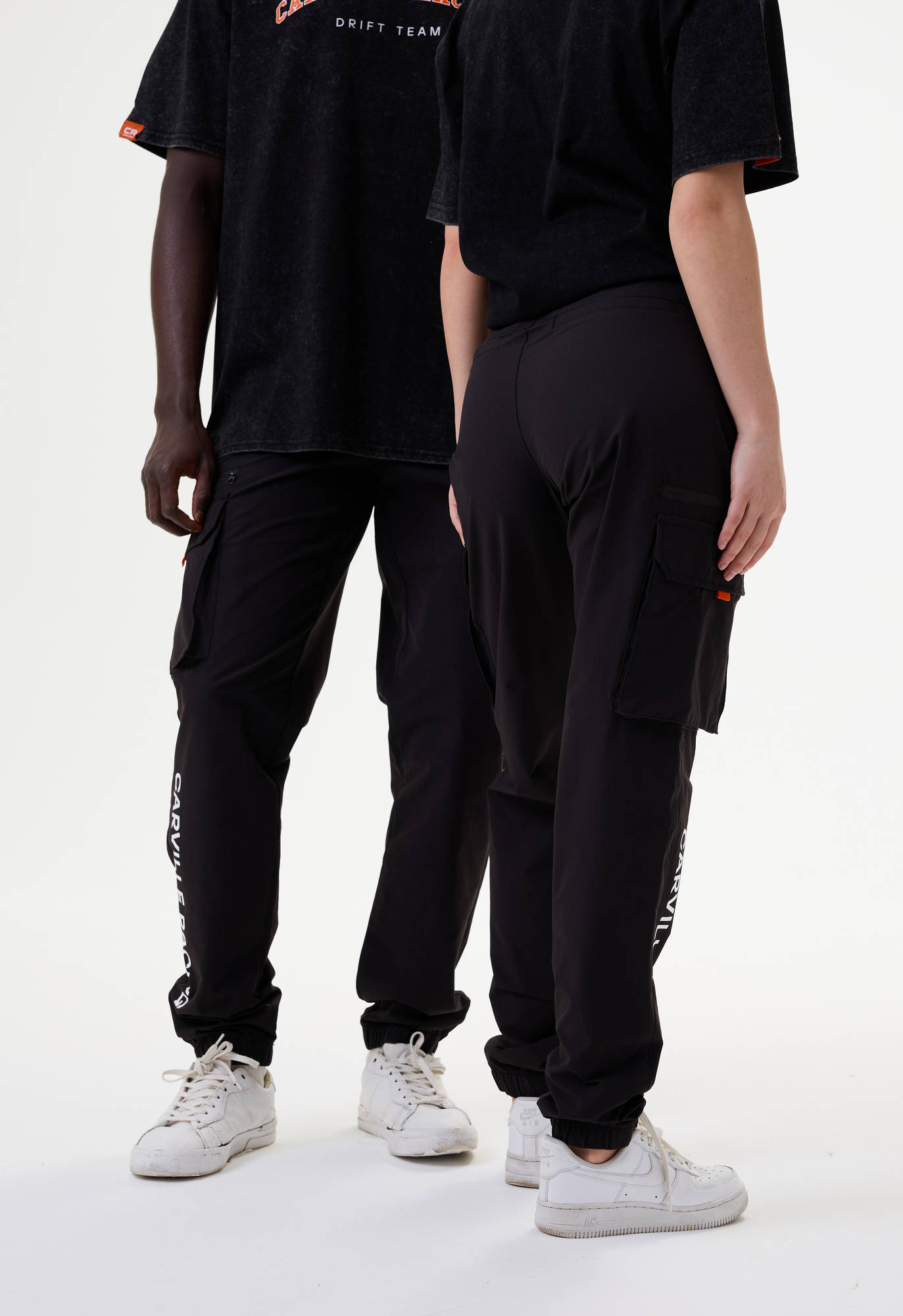 Брюки карго чёрные с принтом лого CR Carville Racing 9CR15 