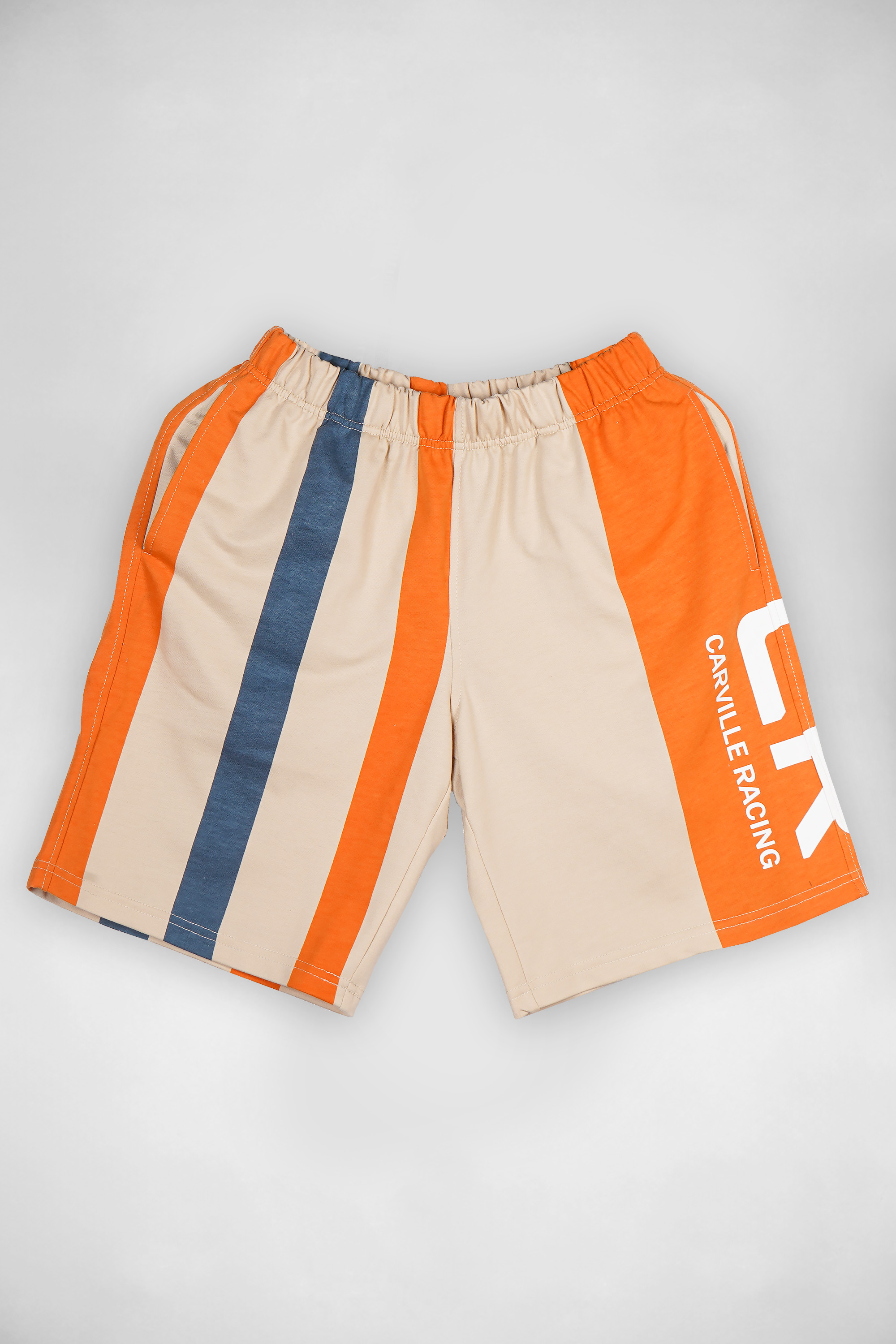 Костюм бежевый полоски оранж.-синяя футболка и шорты взрослый CR Carville Racing 1CR15 