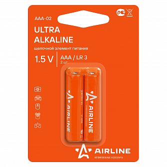 Батарейки LR03/AAA щелочные 2 шт. блистер (мизинчиковые) airline AAA-02 