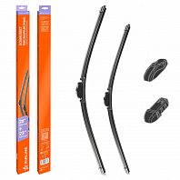 Щетки стеклоочистителя 650/580мм (26"/23") бескаркасные для а/м Mercedes-Benz GL-Class (12-15)/GLE Class (15-19)/GLS-Class (15-19)/A-Class (97-04), комплект, 2 типа адаптеров