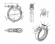 Хомут глушителя V-band быстросъемный с фланцами D=51 мм (нержавеющая сталь)
