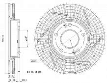 Диски тормозные для автомобилей Hyundai Tucson (04-) / Kia Sportage II (04-) передние d=280 PRO (перфорированные / слотированные / окрашенные)