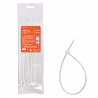 Стяжки (хомуты) кабельные 3,6*250 мм, пластиковые, белые, 100 шт.