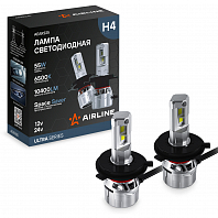 Лампа светодиодная H4 ULTRA, 55Вт, 10400Лм (5200Лм x 2), 6500К (Белый), 12/24В, комплект 2 шт.