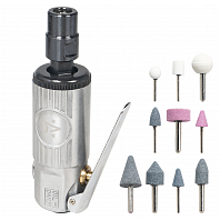 Машинка шлифовальная пневматическая 120мм, 25000 об/мин прямая с оснасткой 16 пр. кейс