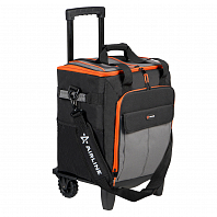 Сумка-холодильник (термосумка) на колесах с телескоп.ручкой 48 л, водонепр., черн./сер./оранж.