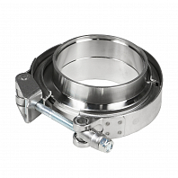 Хомут глушителя V-band быстросъемный с фланцами D=63 мм (нержавеющая сталь)