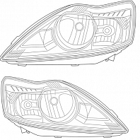 Фары для автомобилей Ford Focus II (05-) (головного света) рестайлинг, галоген, электрический корректор., цвет рамы: черный, комплект: левая и правая (2 штуки)