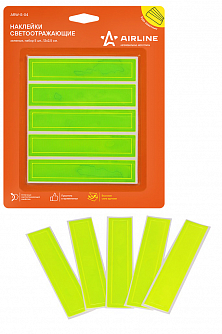 Наклейки светоотражающие, набор 5 шт.,12*2,5 см, зеленые airline ARW-S-04 