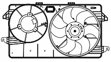 Электровентилятор охлаждения для автомобилей Ford Tourneo Connect (02-) 1.8i/1.8d A/C+(c кожухом и резистором)