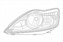 Фара для автомобилей Ford Focus II (05-) (головного света) рестайлинг, галоген, электрический корректор., цвет рамы: черный, левая