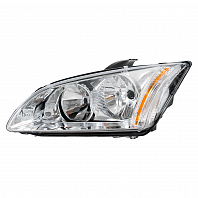 Фара для автомобилей Ford Focus II (05-) (головного света) галоген, электрический корректор, цвет рамы: хром, левая