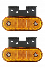 Огонь габаритный светодиодный, 12/24В, овальный, оранжевый, съемный кронштейн, комплект 2 шт.