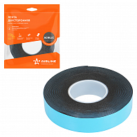 Лента двусторонняя клейкая (скотч), 19мм*5м, акриловая, черная, лайнер синий
