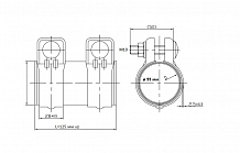 Хомут глушителя трубчатый с муфтой D=55 мм L=125 мм (нержавеющая сталь 304 SS)