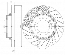 Диски тормозной (ротор) для 6-ти порш. суппорта CRC 6105/CRC 6113 передний правый d=363 PRO [RACE] (перфорированный / слотированный / окрашенный)