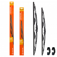 Щетки стеклооч комплект (2 штуки) 550/480мм (22"/19") каркасные с креплением "Крючок 9х3, 9х4 мм" (AWBJ005) МП-серия