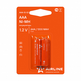 Батарейки AAA HR03 аккумулятор Ni-Mh 1200 mAh 2шт. airline AAA-12-02 