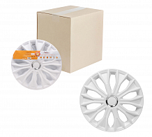 Колпаки колесные 15" "Волтек", белый глянец, хром кольцо, компл. 2 шт.