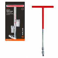 Ключ свечной Т-образный 350мм с головками 16мм и 21мм мет. рукоятка с резиновым фиксатором INDUSTRY