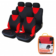 Чехлы для сидений универсал. "RS-1k", передн./задн.(9 предм.), полиэстер, черн./красн.