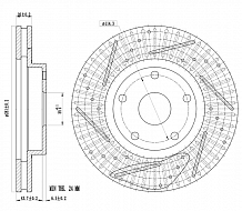 Диски тормозной для автомобилей Geely Emgrand EC7 (07-) передний d=281 PRO (перфорированный / слотированный / окрашенный)