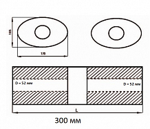 Глушитель универсальный (овальный) D=105x170, L=300, d=52 (1 вход 1 выход с камерой) (нержавеющая сталь) (резонатор)