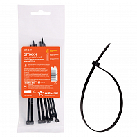 Стяжки (хомуты) кабельные 3,6*150 мм, пластиковые, черные, 10 шт.