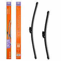 Щетки стеклоочистителя 530/450мм (21"/18") бескаркасные для а/м Renault Symbol (99-08), Toyota Hilux (95-09), Nissan Micra III (02-10), комплект, 1 тип адаптера