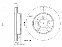 Диски тормозные для автомобилей  Dodge Caravan (00-) / Toyota Previa (90-) передние d=300 окрашенные