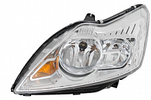 Фара для автомобилей Ford Focus II (05-) (головного света) рестайлинг, галоген, электрический корректор., цвет рамы: хром, левая