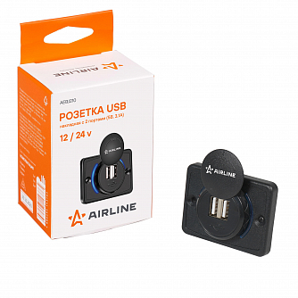 Розетка USB накладная c 2 портами (5В, 3.1А) airline AEBJ210 