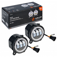 Фары противотуманные светодиодные для Лада Priora, ГАЗ, Chevrolet Niva, 32Вт (16Вт x 2), H11, Белый + Обод, D-90 мм, регулируемая СТГ, комплект 2 шт.