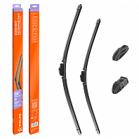 Щетки стеклоочистителя 650/430мм (26"/17") бескаркасные для а/м Ford Focus 2 (04-11), Nissan Qashqai II (14-)/X-Trail (13-)/Teana II (08-13), Honda CR-V III (07-12), Peugeot 207 (06-15), комплект, 2 типа адаптеров