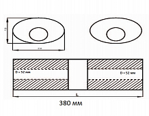 Глушитель универсальный (овальный) D=150x210, L=380, d=52 (1 вход 1 выход с камерой) (нержавеющая сталь)