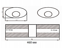Глушитель универсальный (овальный) D=150x210, L=460, d=52 (1 вход 1 выход с камерой) (нержавеющая сталь)
