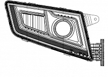 Фара для автомобилей Sitrak C7H тягач (головного света) светодиодная, с ДХО, электрический корректор., правая