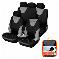 Чехлы для сидений универсал. "RS-1k", передн./задн.(9 предм.), полиэстер, черн./сер.