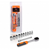 Набор головок с трещоткой 1/4" DR 72Т 12пр. (4,5,6,7,8,9,10,11,12,13мм, удлинитель 100мм)