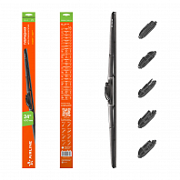 Щетка стеклоочистителя 600 мм (24") гибридная 5 адаптеров