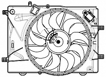 Электровентилятор охлаждения для автомобилей Chevrolet Cobalt (11-) 1.5i (с кожухом и резистором)