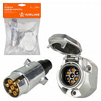 Розетка и вилка фаркопа 12В 7 контактов металл комплект