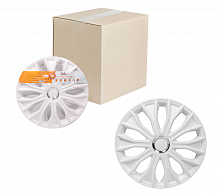 Колпаки колесные 16" "Волтек", белый глянец, хром кольцо, компл. 2 шт.