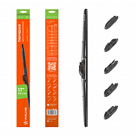 Щетка стеклоочистителя 430 мм (17") гибридная 5 адаптеров