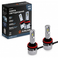 Лампа светодиодная H11/H8 ULTRA, 55Вт, 10400Лм (5200Лм x 2), 6500К (Белый), 12/24В, комплект 2 шт.