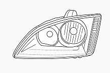 Фара для автомобилей Ford Focus II (05-) (головного света) галоген, электрический корректор, цвет рамы: черный, левая