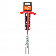 Ключ свечной Т-образный с карданом 16x250мм с резиновым фиксатором и пружиной