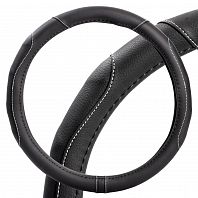 Оплетка на руль, искусст. кожа, рельефная, черная, 38 см/М