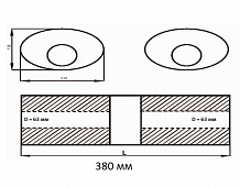 Глушитель универсальный (овальный) D=150x210, L=380, d=63 (1 вход 1 выход с камерой) (нержавеющая сталь)
